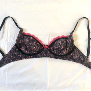 Cozy Unlined Hanky Panky Black Bralette Pink Bows